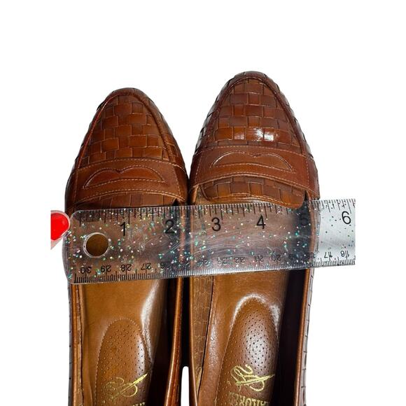 Vintage G.H. Bass Tailored Luxury Line 7 Brown Woven Leather Loafers Hand Sewn - Picture 12 of 14